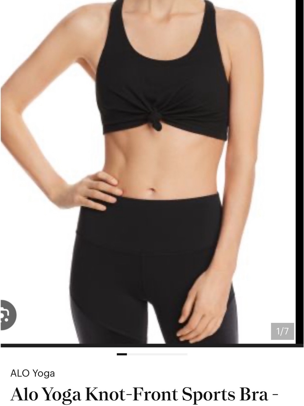 ALO Yoga Black Knot-Front Sports Bra